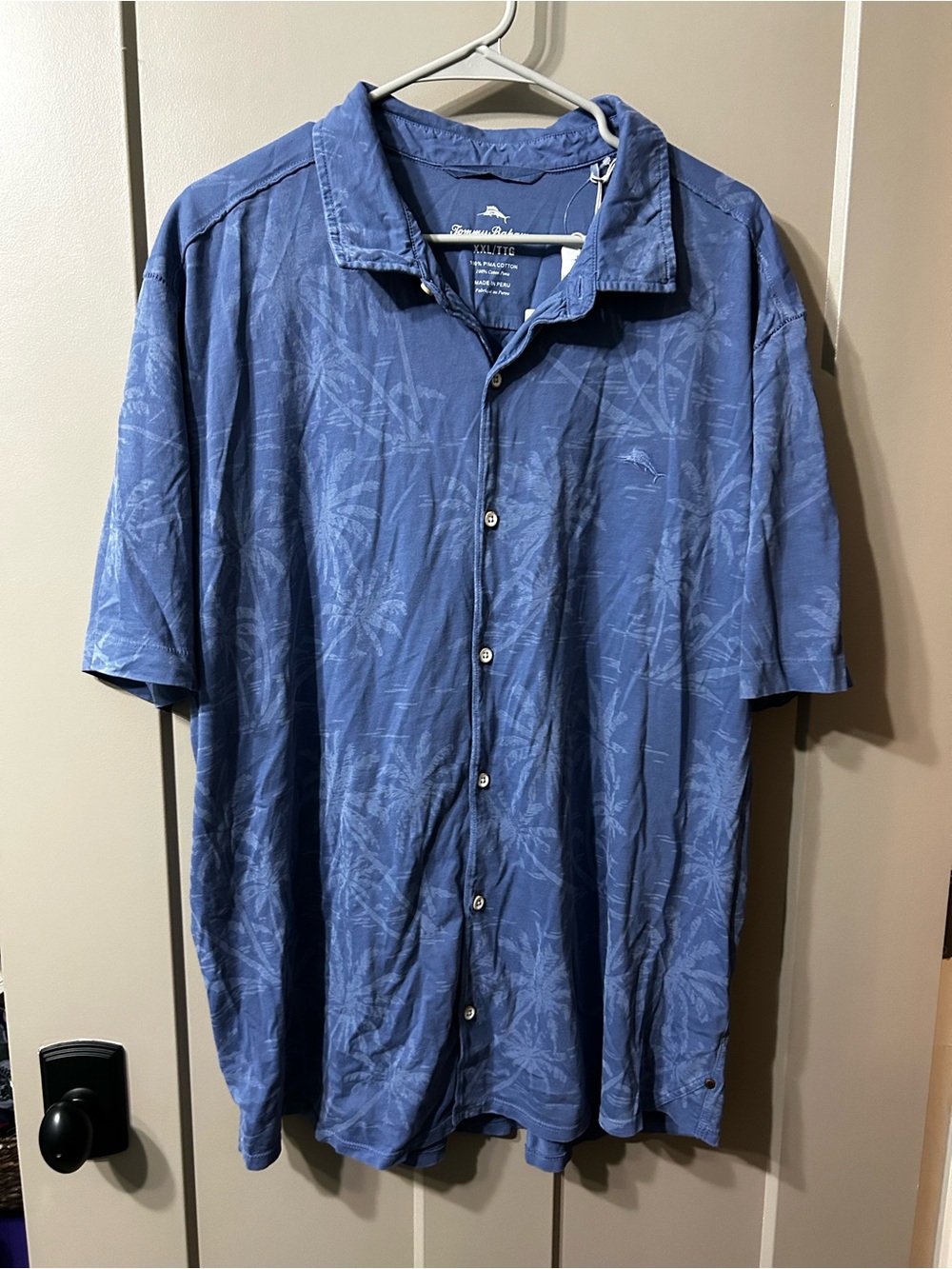 Tommy Bahama Blue Short-Sleeve Mahanaha Camp Shirt tropical Leaf Print